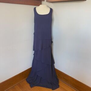 NWT Alyce Paris Jean De Lys Eggplant Tiered Chiffon Gown Size 20 Formal